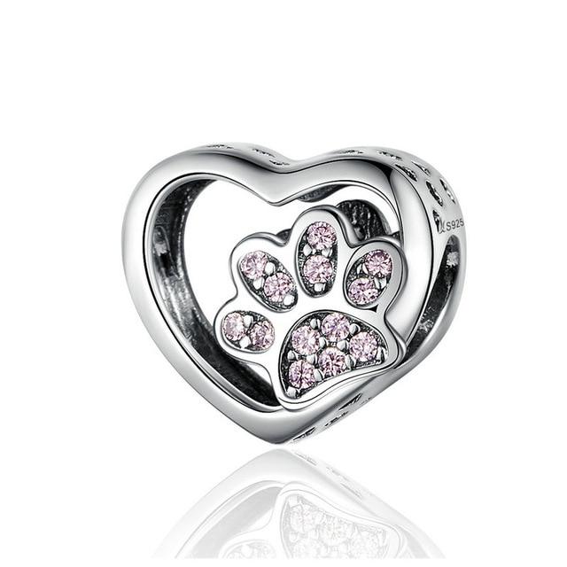 Silver Cat Charms <br> Cat Love Heart - The Cat Paradise