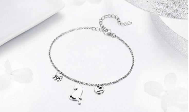 Silver Cat Bracelet <br/> Cat Footprints Chain - The Cat Paradise