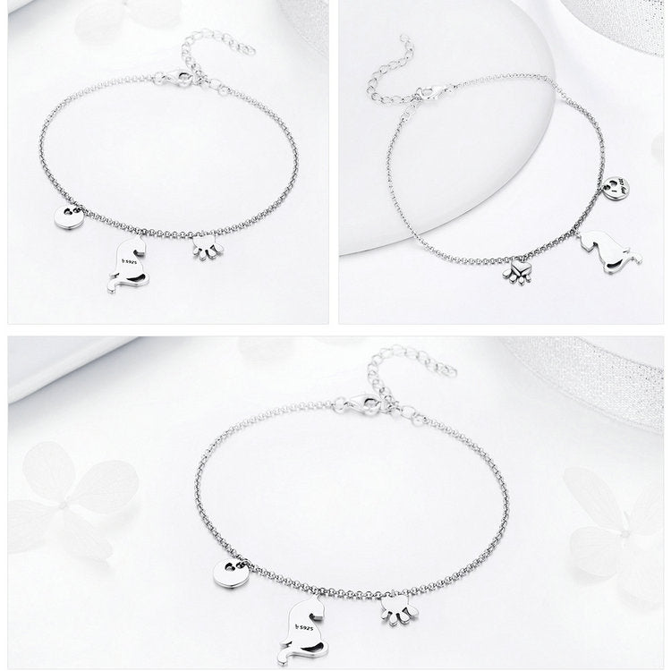 Silver Cat Bracelet <br/> Cat Footprints Chain - The Cat Paradise