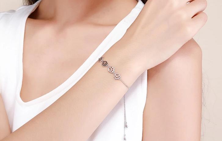 Silver Cat Bracelet <br/> Cat Footprint - The Cat Paradise