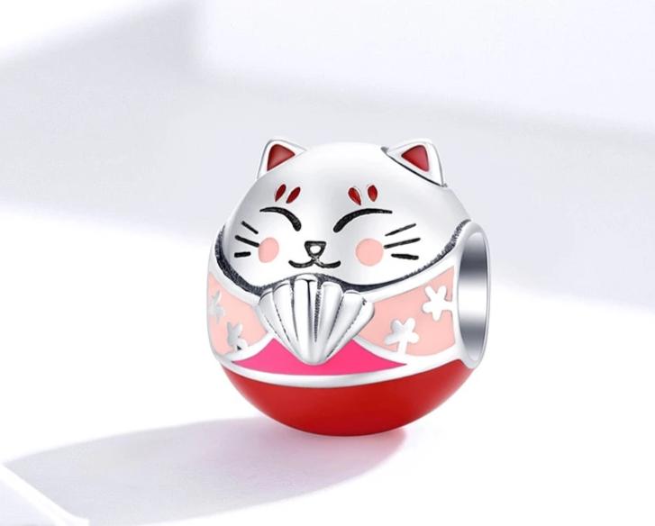 Silver Cat Charm <br> Fortune Cat - The Cat Paradise