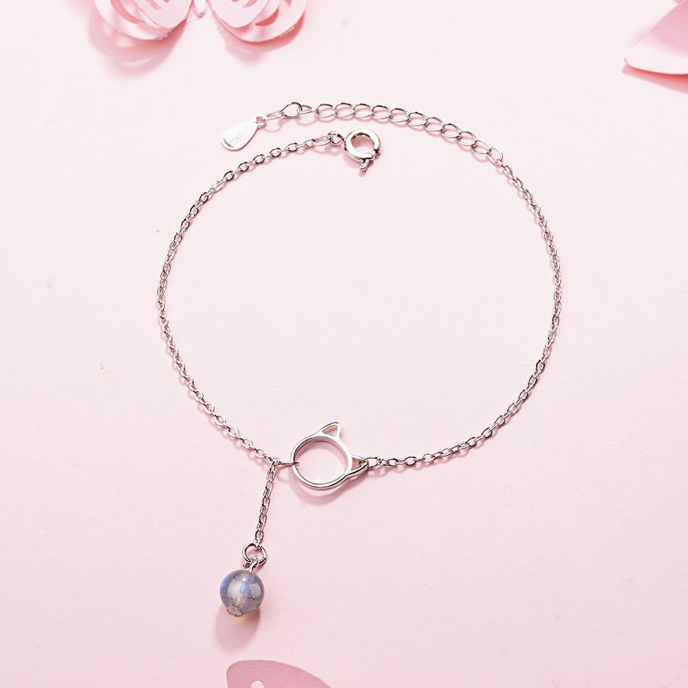 Silver Cat Bracelet <br> Crystal - The Cat Paradise