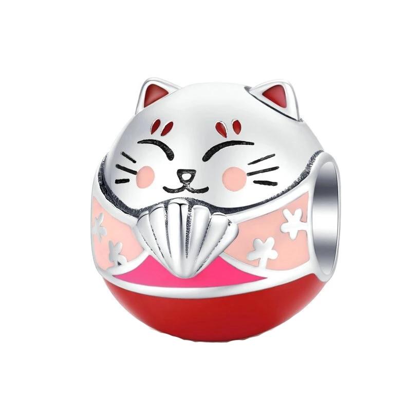 Silver Cat Charm <br> Fortune Cat - The Cat Paradise