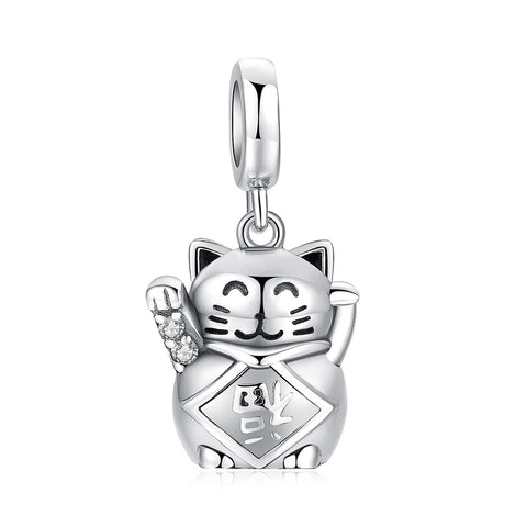 Silver Cat Charm <br/> Lucky cat - The Cat Paradise