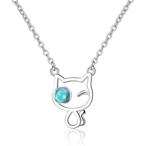 Silver Cat Necklace <br> Blue Eye - The Cat Paradise