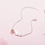 Silver Cat Bracelet <br> Cat playing with a crystal - The Cat Paradise