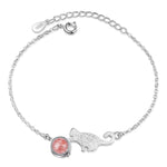 Silver Cat Bracelet <br> Cat playing with a crystal - The Cat Paradise