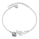 Silver Cat Bracelet <br> Cat playing with a crystal - The Cat Paradise