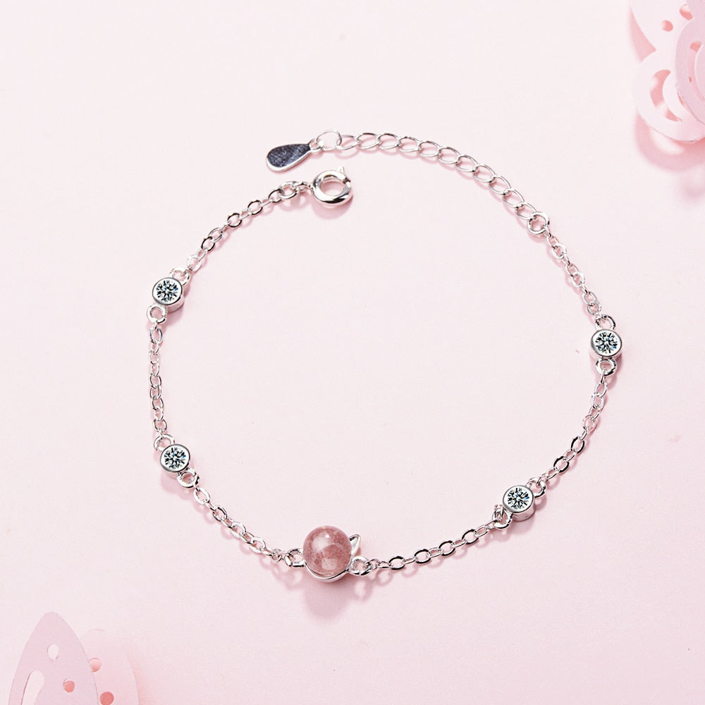 Silver Cat Bracelet <br> Pink Crystal - The Cat Paradise