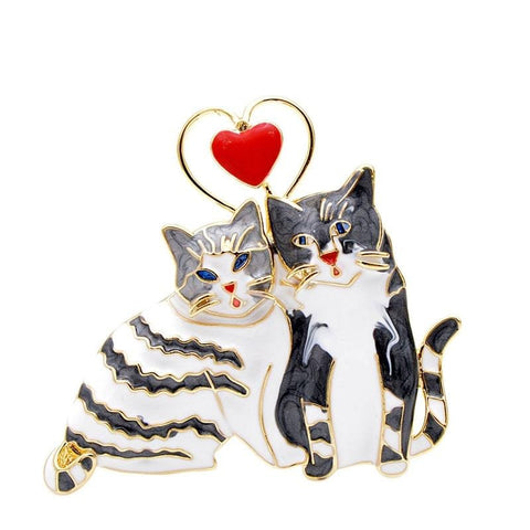 Cat Brooch - Couple of cats in love