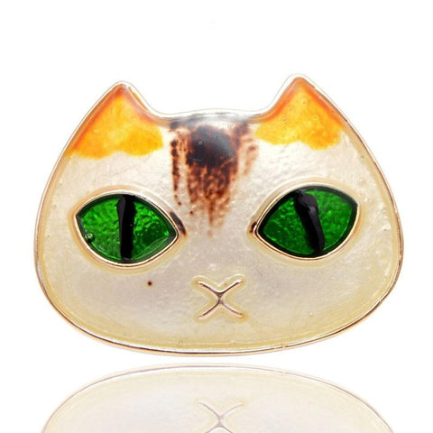 Cat Brooch - Green Eye Cat - The Cat Paradise