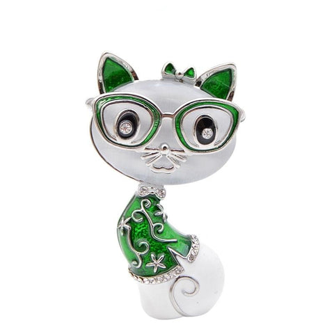 Cat Brooch - Opal Nerd Cat - The Cat Paradise