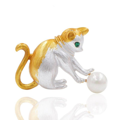 Cat Brooch - Kitten playing - The Cat Paradise