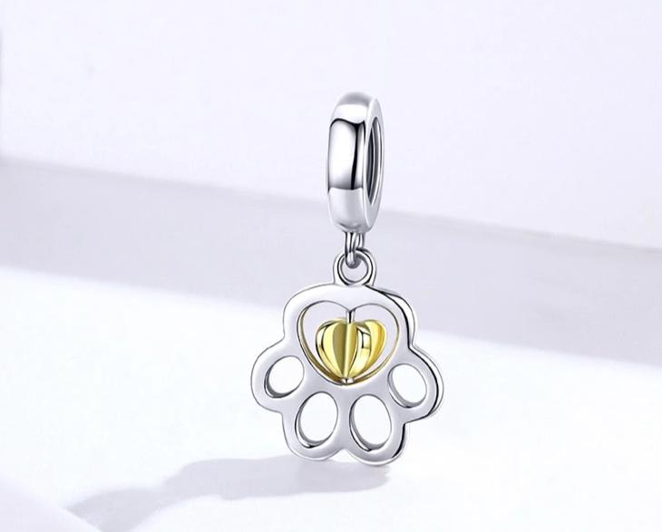 Silver Cat Charm <br> Cat Footprints - The Cat Paradise