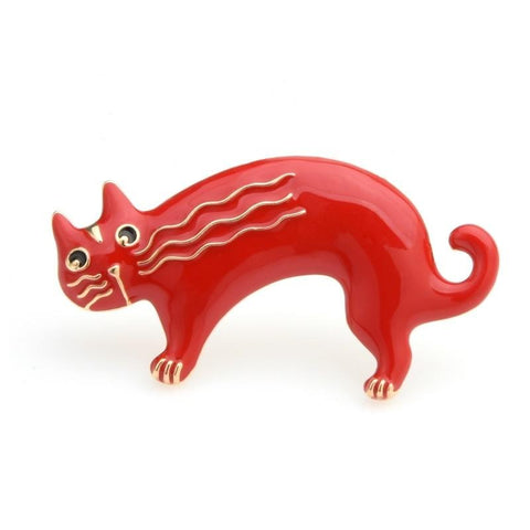 Cat Brooch - Red or Black Cat - The Cat Paradise