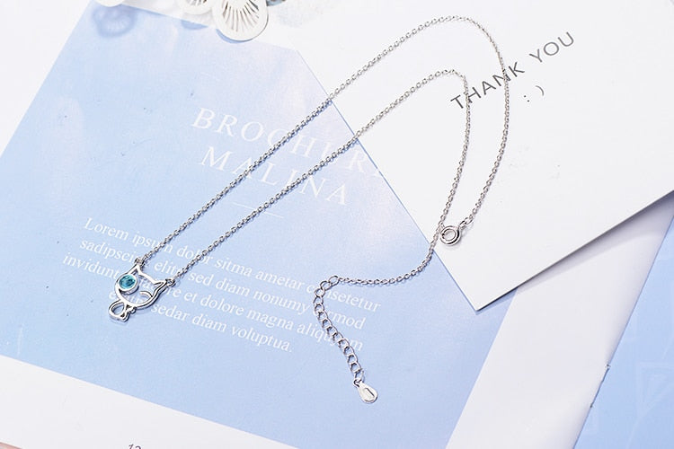 Silver Cat Necklace <br> Blue Eye - The Cat Paradise