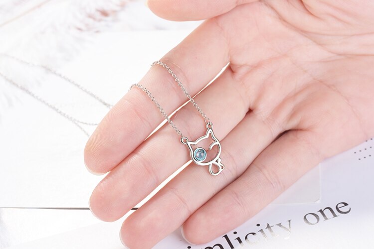 Silver Cat Necklace <br> Blue Eye - The Cat Paradise