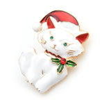 Cat Brooch - White or Black Christmas 