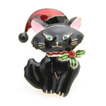 Cat Brooch <br> White or Black Christmas