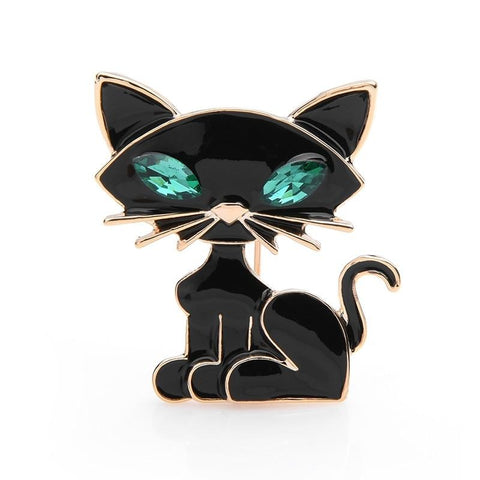 Cat Brooch - Black Green Eye - The Cat Paradise