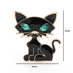 Cat Brooch - Black Green Eye - Dimension