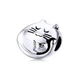 Silver Cat Charm <br> Sleeping Cat - The Cat Paradise