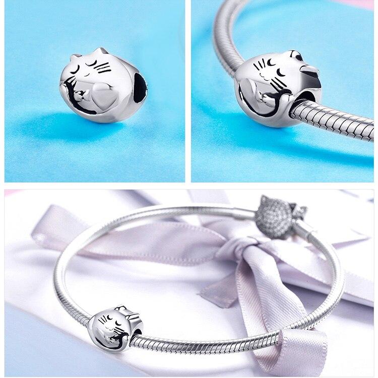 Silver Cat Charm <br> Sleeping Cat - The Cat Paradise