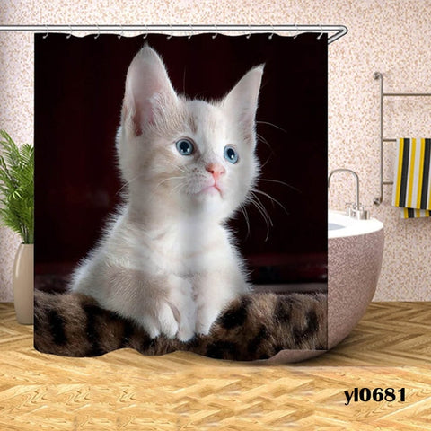 White Kitty Shower Curtain