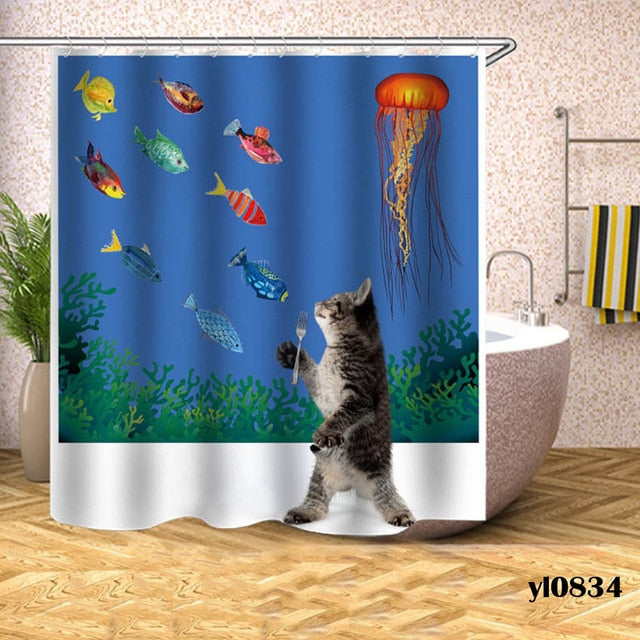 Greedy kitten Shower Curtain