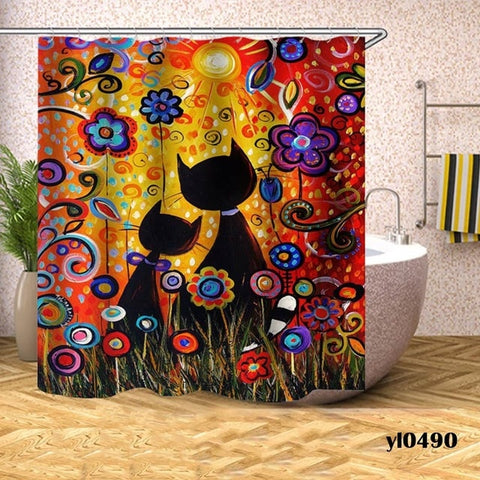 Cartoon Black Cats Shower Curtain