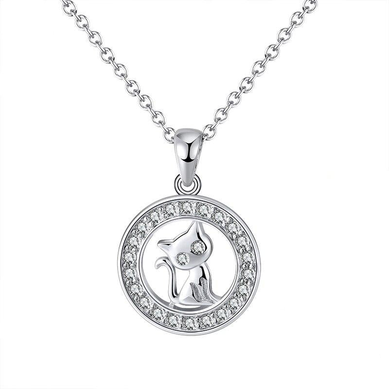 Silver Cat Necklace <br> Sitting Kitten - The Cat Paradise