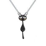 Silver Cat Necklace <br>  Black Cat - The Cat Paradise