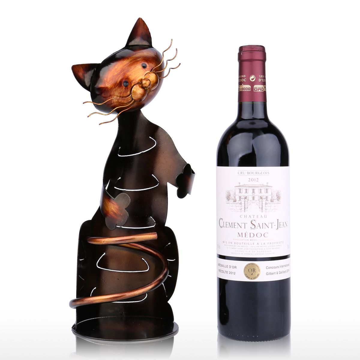 Cat Wine Bottle Holder <br> Metal cat - The Cat Paradise