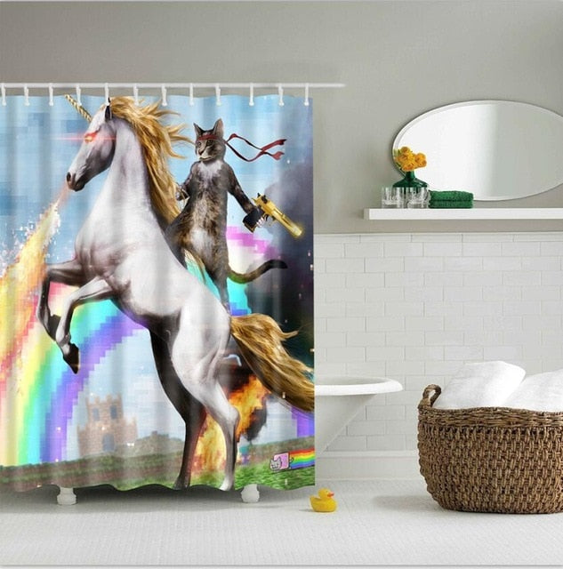 caticorn cat unicorn shower curtain