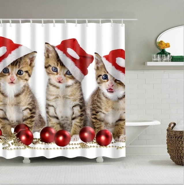 Christmas Cat Shower Curtain