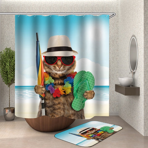 Holiday Cat Shower Curtain