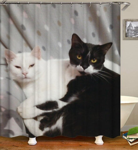 Black and White Cat Shower Curtain