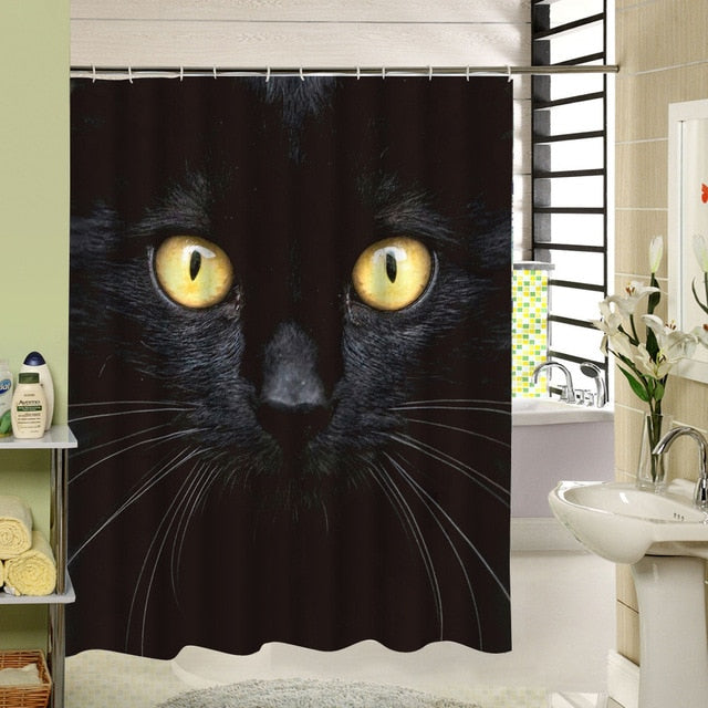 Black Cat Face Shower Curtain