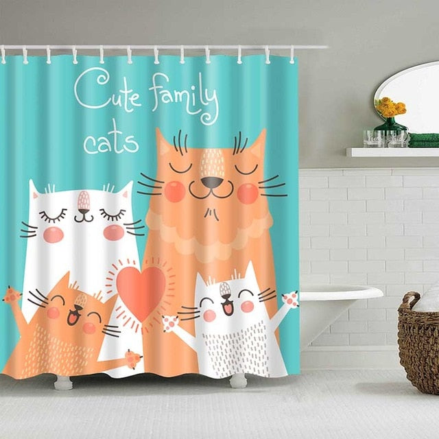 Cute Family Cats Shower Curtain