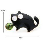 Cat Brooch - Black cat player - dimension