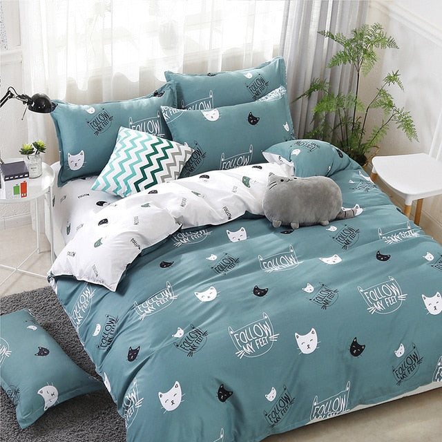 Green Cat bed sheets