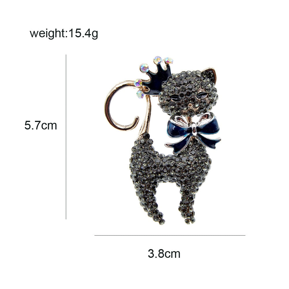 Cat Brooch <br> Rhinestone Queen Cat