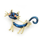 Cat Brooch <br> Long blue cat