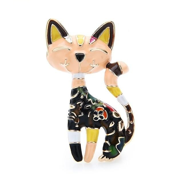 Cat Brooch - Multicoloured Cat - beidge