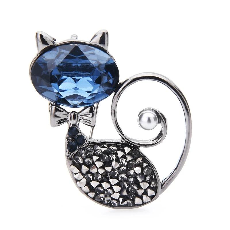 Cat Brooch - Crystal Head Cat