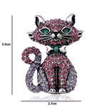 Cat Brooch - Pink Rhinestone Cat - Dimension