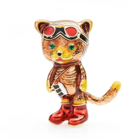 Cat Brooch - Aviator cat