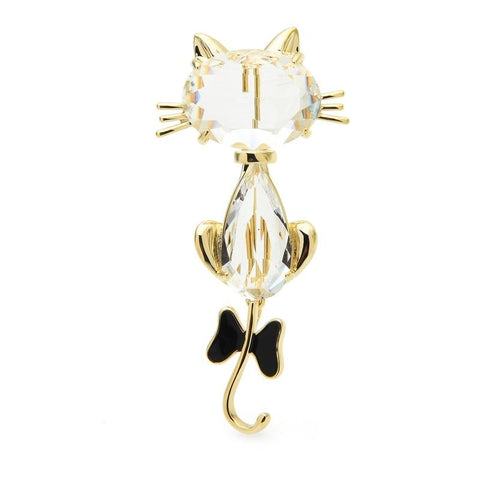 Cat Brooch - Crystal back cat