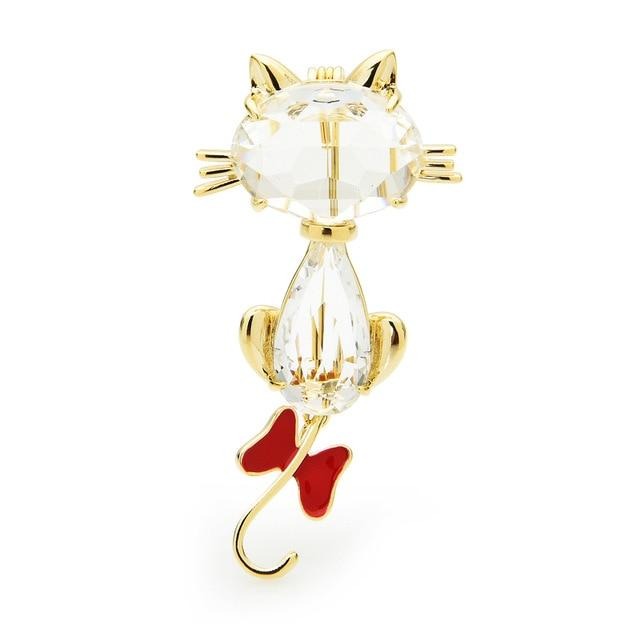 Cat Brooch <br> Crystal back cat