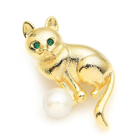 Cat Brooch - Gold Color